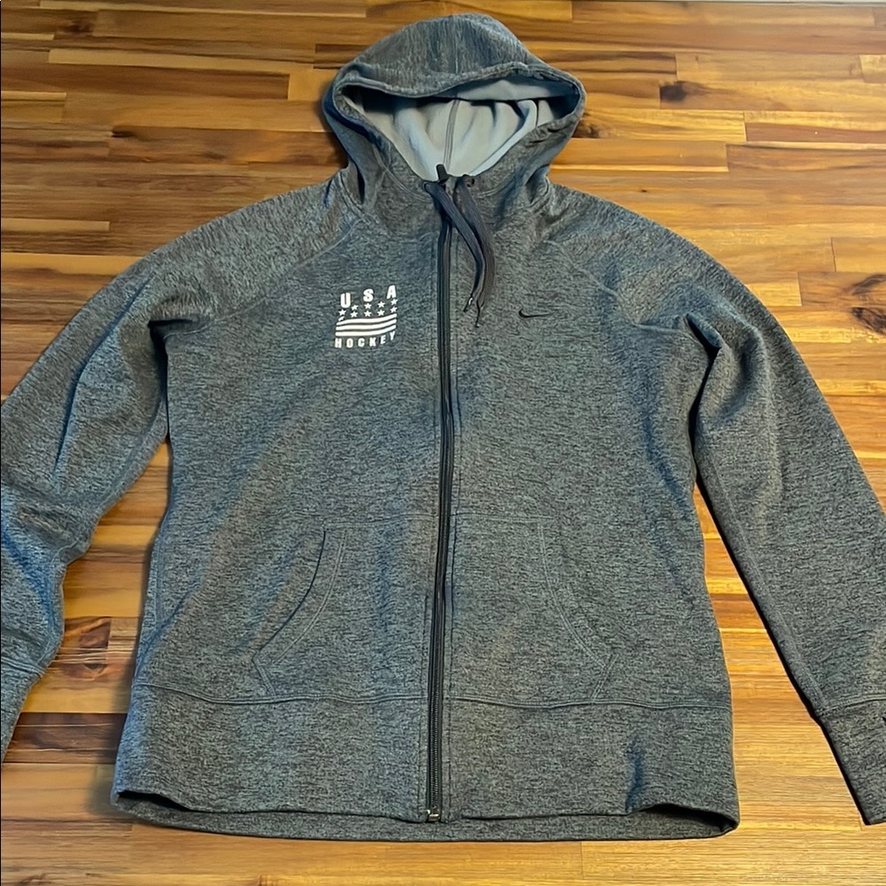 Nike Charcoal USA Hockey Full-Zip Hoodie
